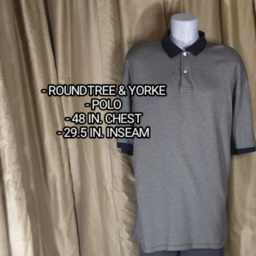Roundtree & Yorke Gray Checked Polo. Size XL.